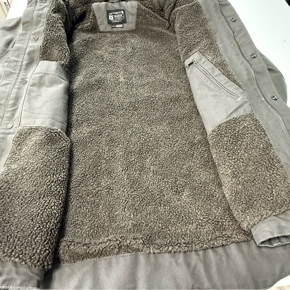 Carhartt Hoodie Utility Jacket Men’s XL Sherpa Lined Washed Duck Outerwear Gray - Picture 8 of 15